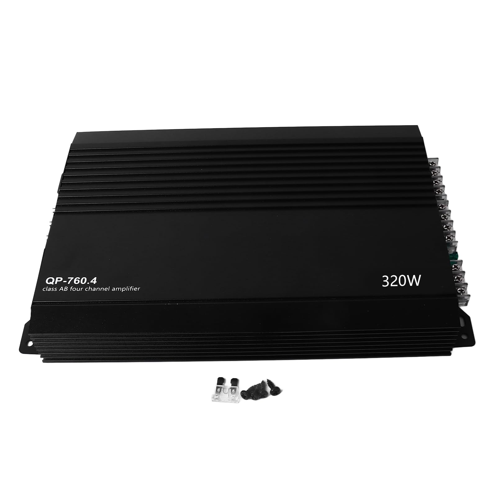Tbest Amplificatore Stereo per Auto a 4 Canali, Amplificatore di Ad Alta Dissipazione del Calore in Lega di Alluminio per Altoparlanti per Auto