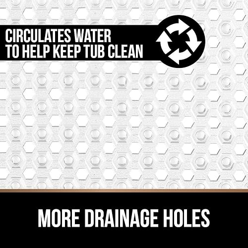 Miniatura 8 de Gorilla Grip Alfombra de baño y cabina de ducha de alta calidad, alfombra de baño de lujo de 30 x 20 pulgadas, color gris y transparente de 21 x 21