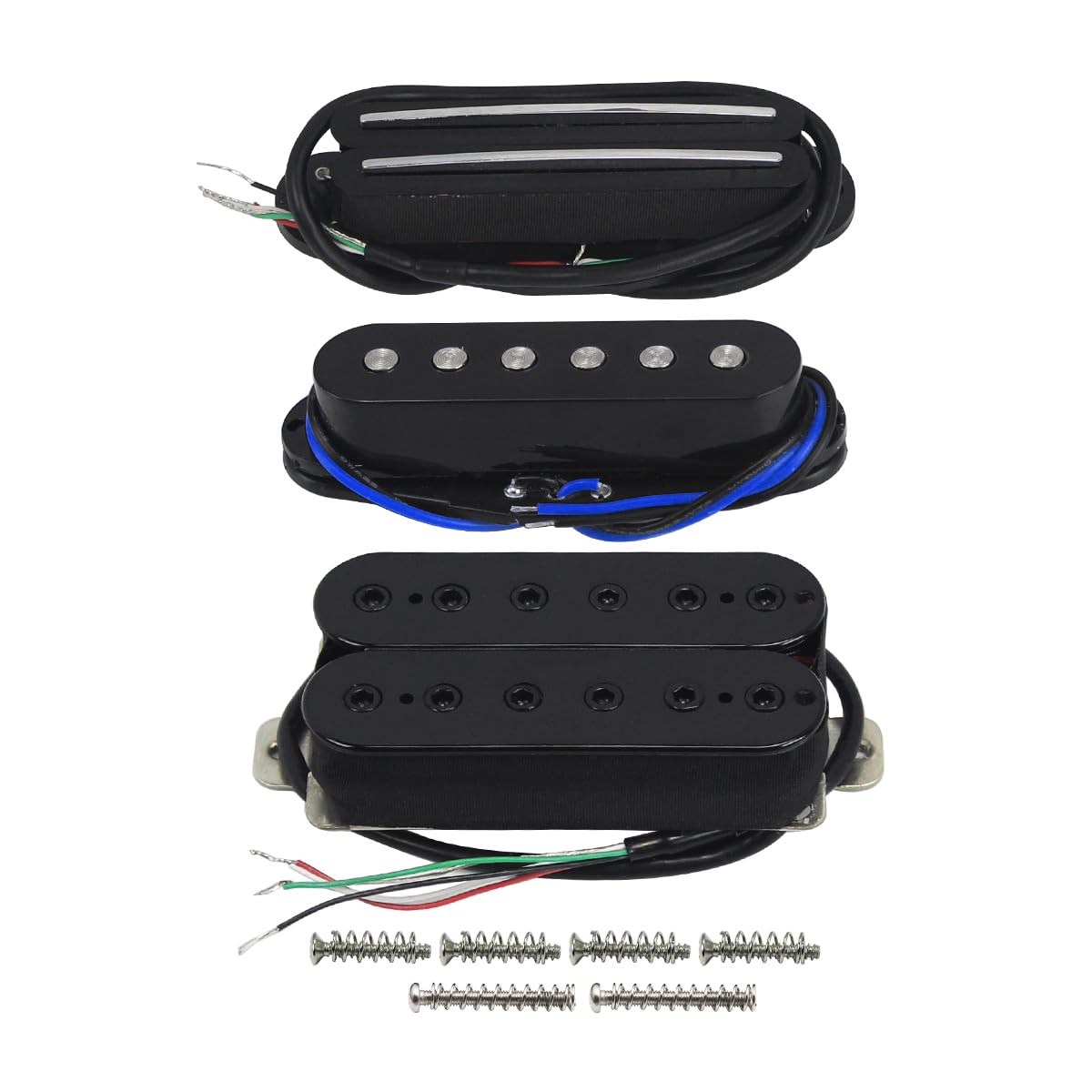 FLEOR Keramik-SSH-Tonabnehmer-Set, Humbucker-Tonabnehmer und Hot-Rail-Single-Coil-Humbucker-Tonabnehmer-Set für E-Gitarre, Schwarz