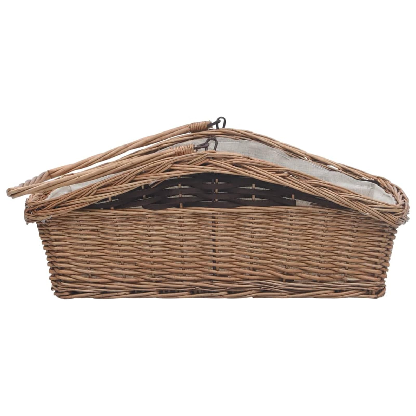 Cesta Legna da Ardere con Manico 61,5x46,5x58cm Marrone Salice,Cesto in Vimini Portalegna, Cesto intrecciato Pieno, Cestino da Picnic Portaoggetti, Cesto Regalo per Feste, Raccolta castagne, Fun