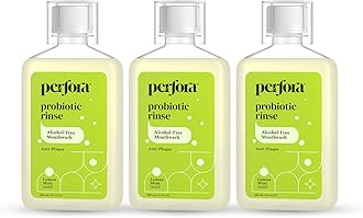 Perfora Lemon Mint Mouth Wash | Mouth Freshener with Probiotics, Hyaluronic Acid, & Vitamin C | No Artificial Flavors & Colors | Alcohol Free | Suitable for Men, Women, Children | Pack of 3 (200ml)