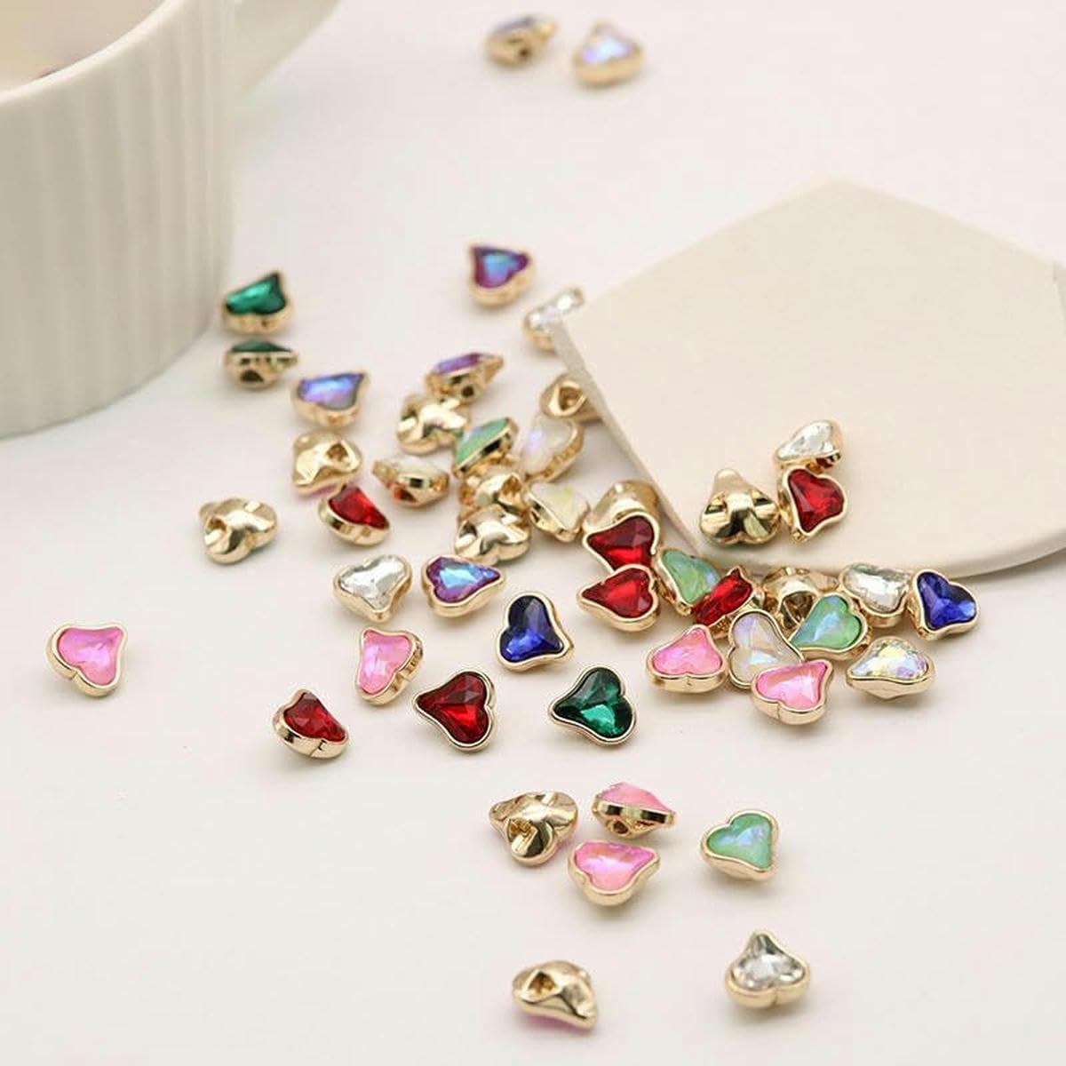 11 mm 50 pezzi serie cuore pesca CRYSTAL bottoni a forma di cuore dorato con strass in metallo per cucire bottoni con gambo strass-cuore CRYSTAL rosso-50 pezzi 11 mm