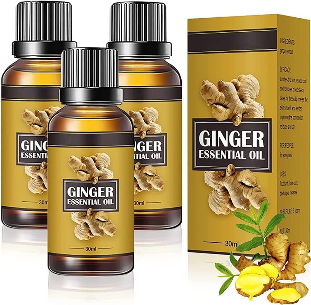 Ginger Oil, Belly Natural Drainage Ginger Oil Essential Relax Massage Oil, Belly and Waist Stay Perfect Shape | 30 ML (PACK OF 3)