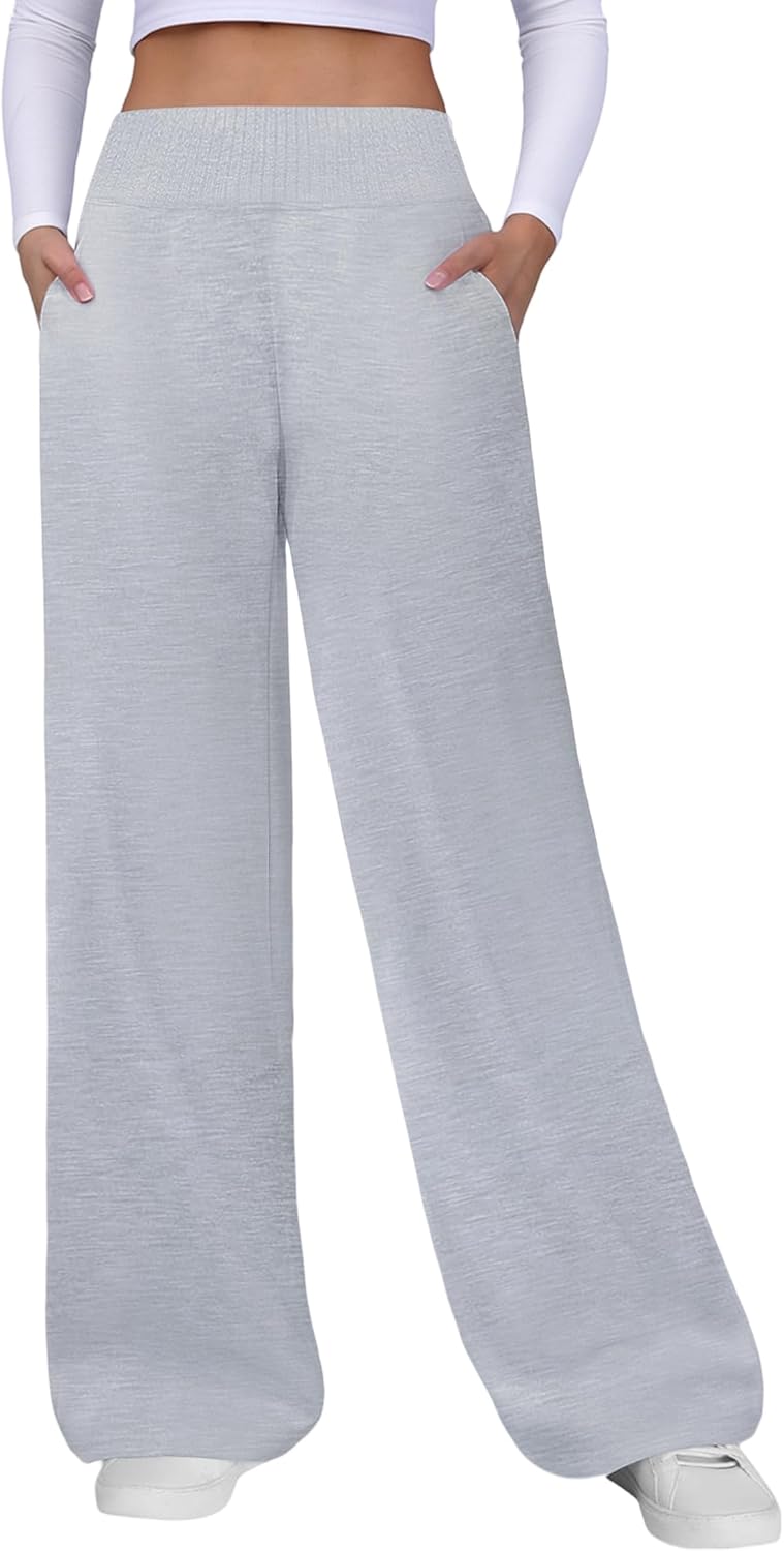IWD Wide Leg Sweatpants Women High Waist Fleece Lined Sweat Pants Baggy Straight Athletic Pants with Pockets - Image 5