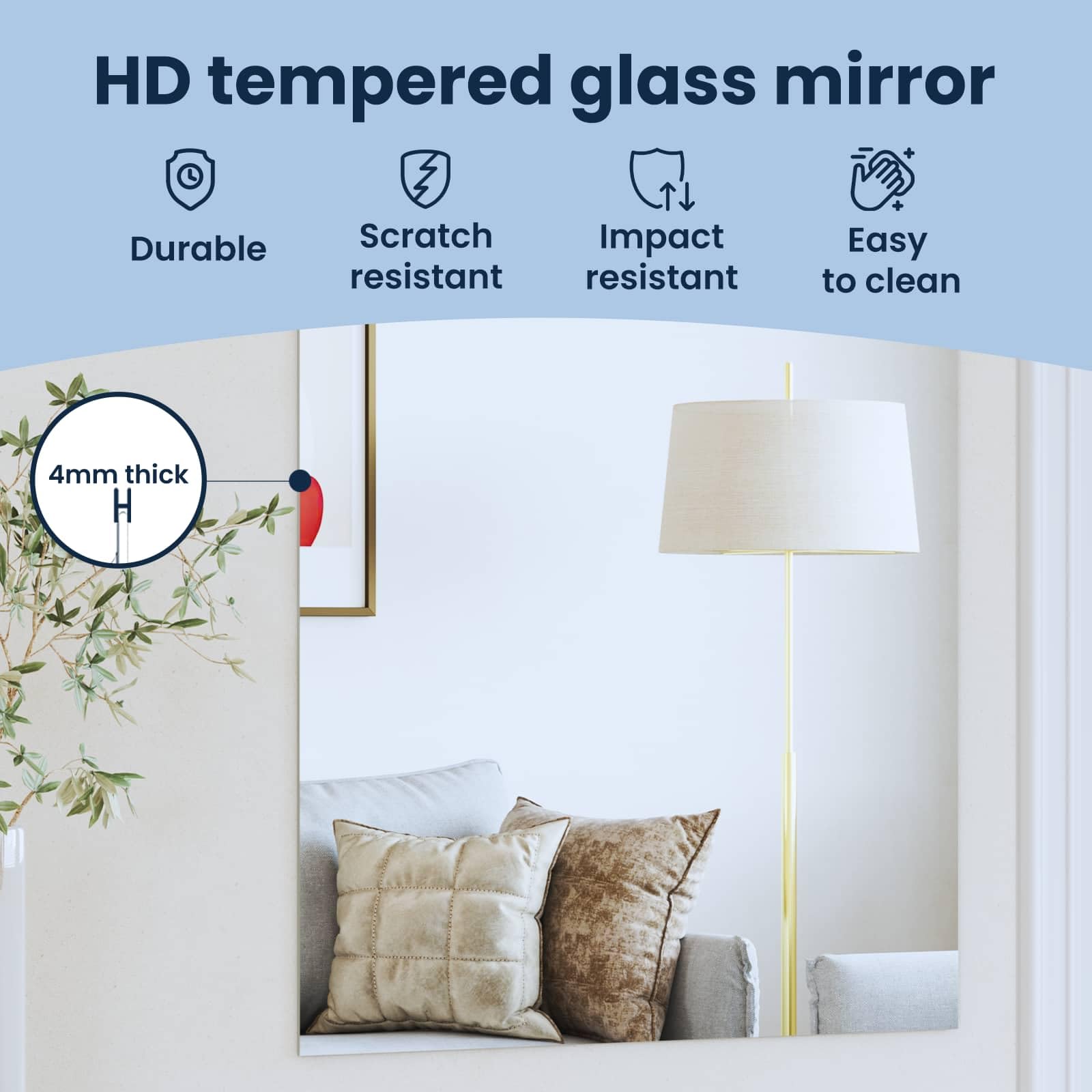 vidaXL Miroir Mural Carré 60 x 60 cm Verre trempé