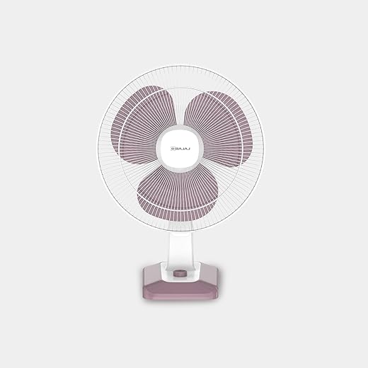 Bajaj Robusto 400MM Oscillating Table Fan For Home | DuraBreezeTM Technology | Surge Protection | 100% Copper Motor | High Air Delivery | Modern Dcor | 3 Years Warranty Lavender & White
