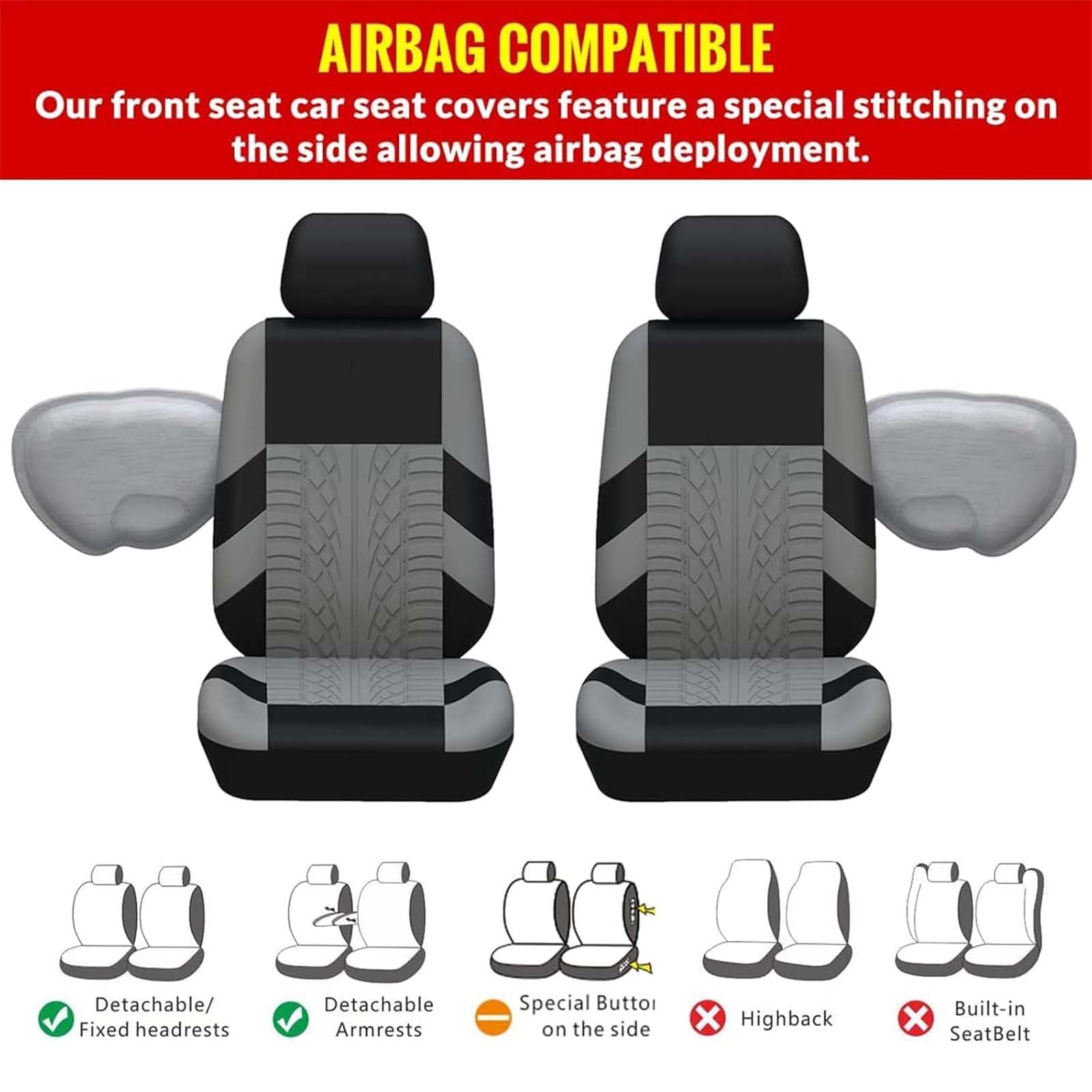Coche Fundas Asientos para Fiat Punto Evo (199)/Punto Evo (199)/Punto Evo Sport (199)/Punto 150(199),Delanteros Seat Cover Protector Cubreasientos Transpirable Antideslizantes Accesorios Interior