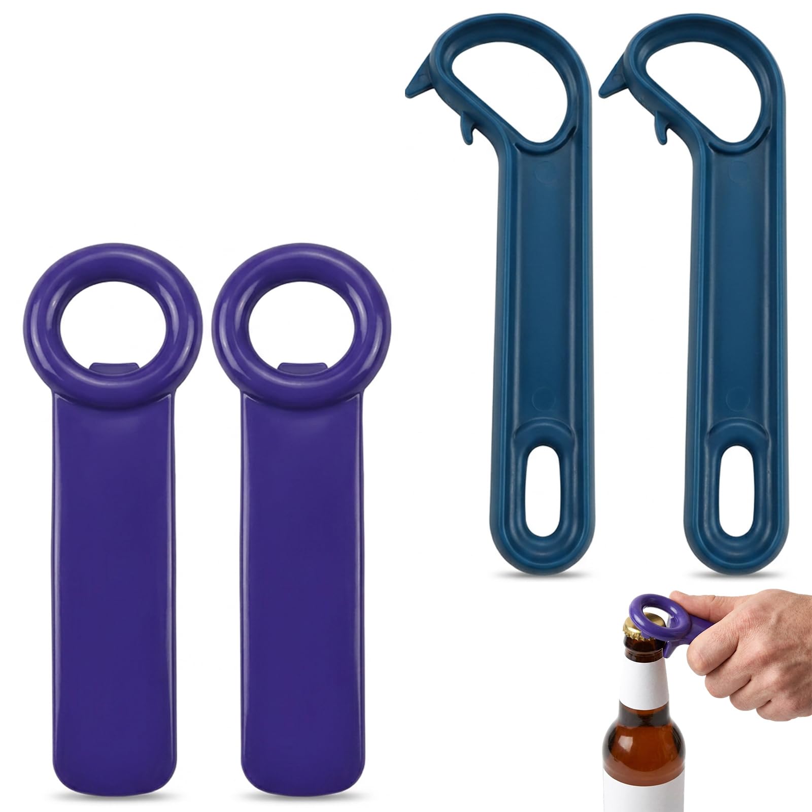 2-Piece Handheld Can Opener & Jar Opener Set – Blue & Purple Design, Practical Kitchen Tool for Opening Cans, Jars and Bottles, Daily Kitchen & Travel Essential