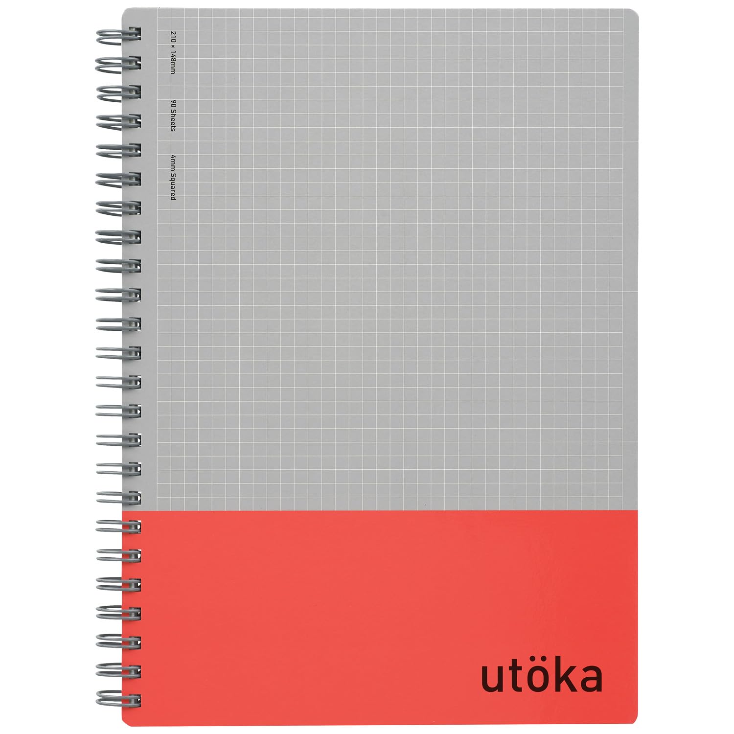 Maruman N460-01 Utoka A5 Notebook, Ring Notebook, 0.2 inch (4 mm) Ruled, Red