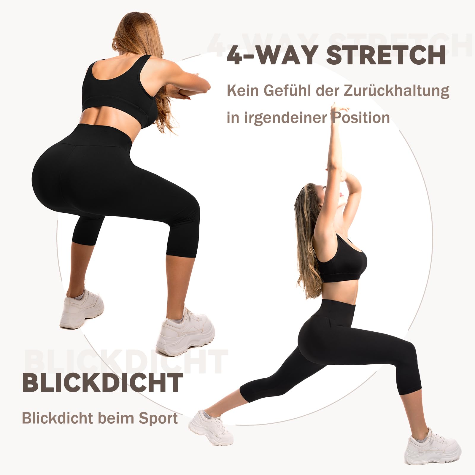 Capri Legging 3/4 pour femme avec poches, taille haute, pour yoga, fitness, cyclisme
