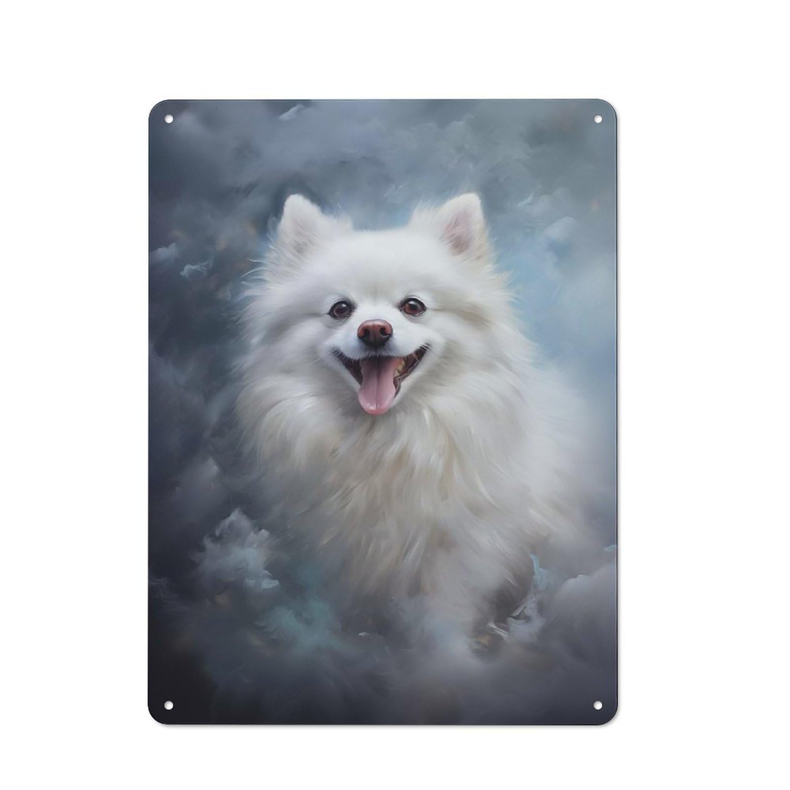 White Pomeranian Dog Metal Wall Plaque for Travel Lovers, Birthday, Housewarming Or Christmas Gift, 40x30cm