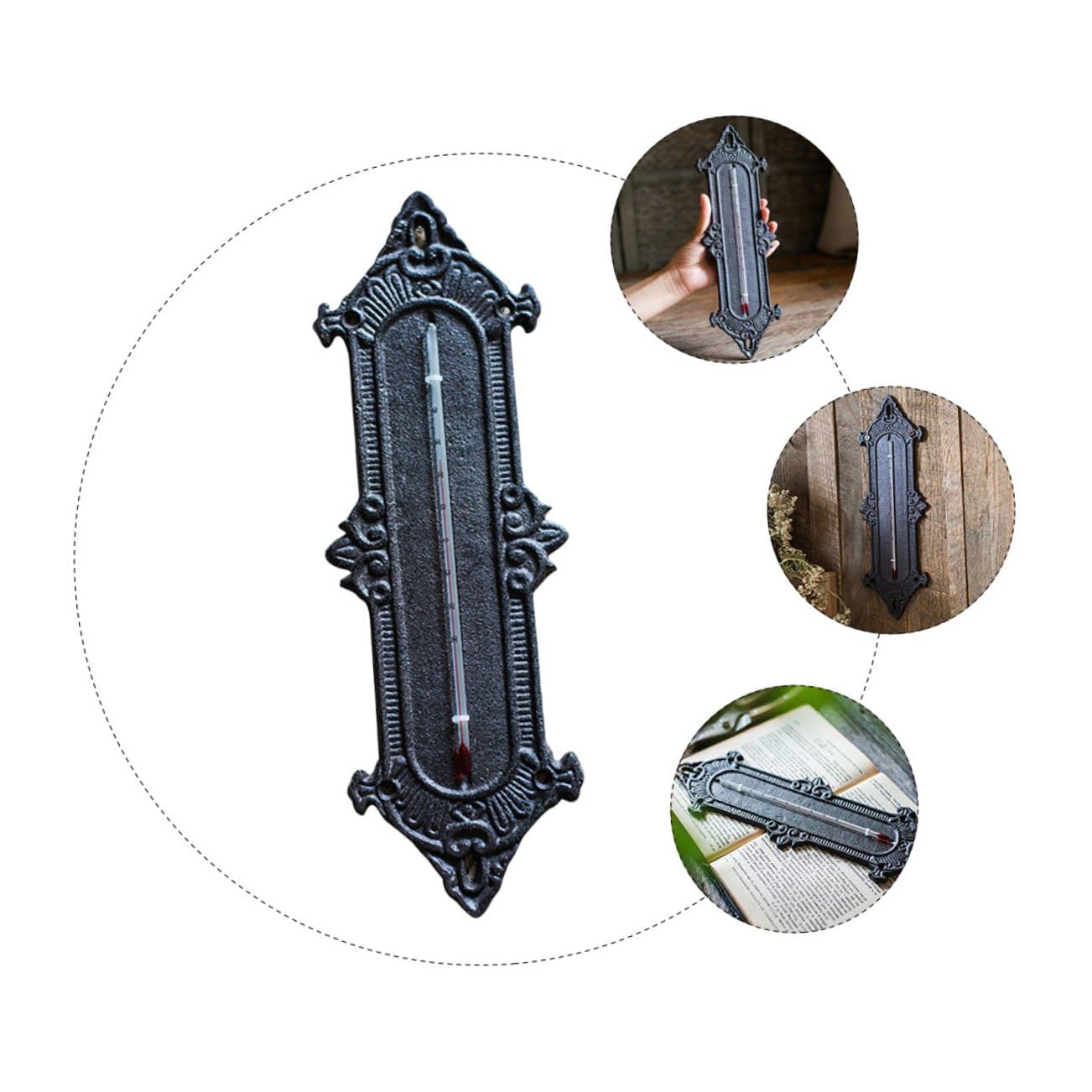 Toyvian Gusseisen Gewächshaus Thermometer Wandthermometer mit Temperaturanzeige Kompakt Multifunktional für Innen und Garten