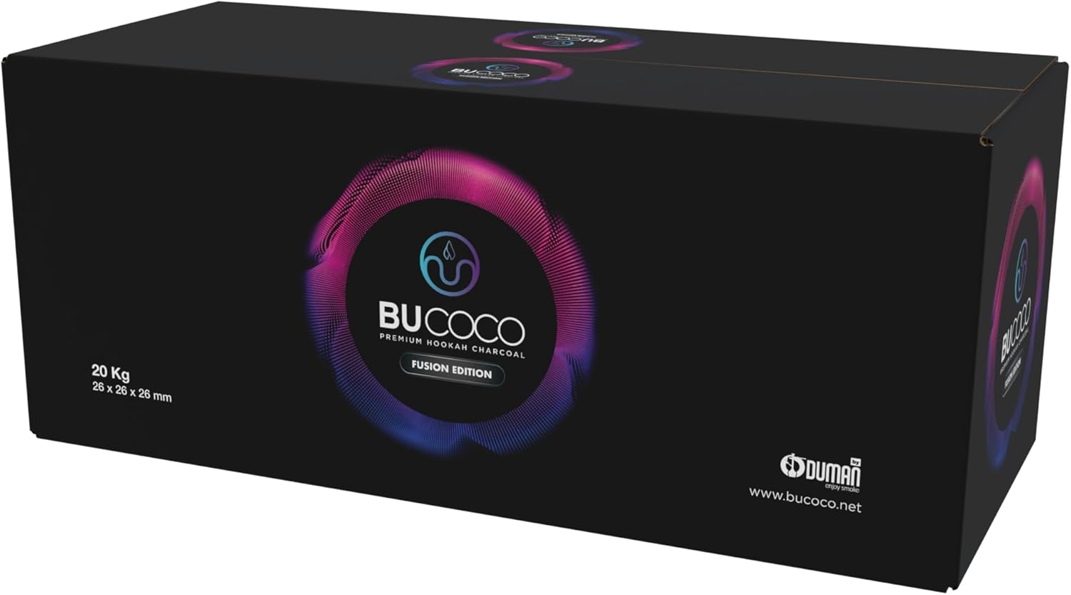 BUCOCO by ODUMAN 26 MM Cube - 20 KG - MASTERCASE - 1280 Cubes - Charcoal - Coal - Natural Coconut Coal - Premium Quality - Low ASH