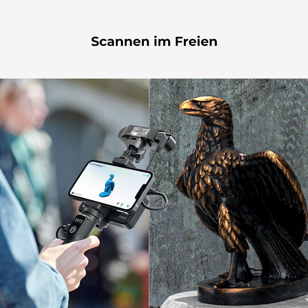 Creality CR-Scan Ferret Pro 3D-Scanner, Drahtlos, 0,1 mm Genauigkeit, Vollfarbscan 24-Bit, Anti-Shake Tracking, WiFi6 für iOS/Android/PC/Mac – Inkl. Powerbank-Stativ & Tragetasche