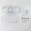 Hzxkqmil 交換用フルハウジングシェルケース Sony PSP 3000 PSP3000コンソール用 フロントバックカバー フェイスプレート ボタンネジセット 透明ホワイト