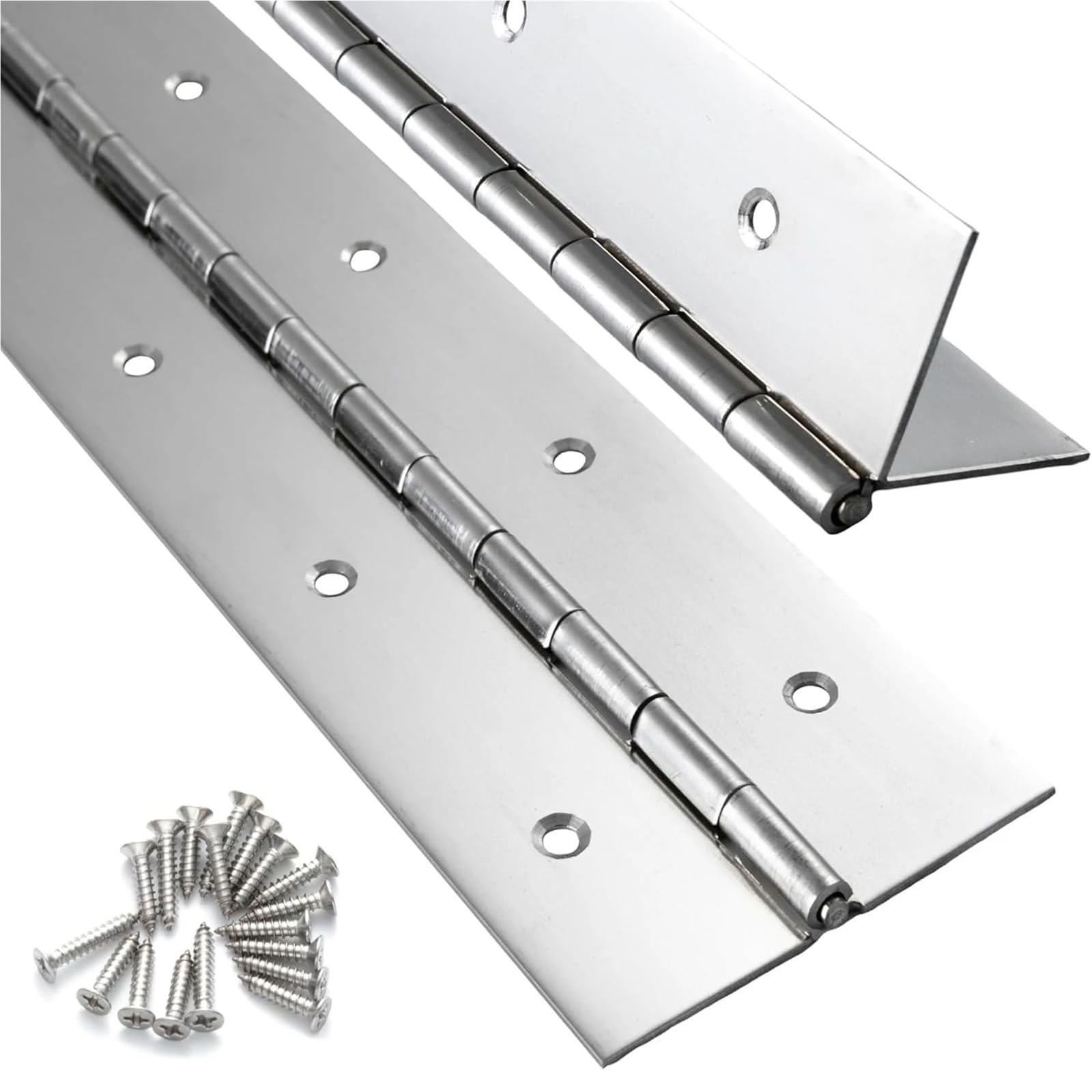 Bisagras de piano de alta resistencia, Bisagras for piano de acero inoxidable plateadas, 4 piezas, 6-20 pulgadas(20inch)