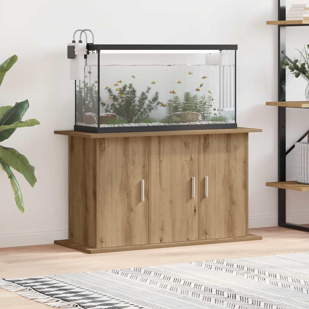 Supporto per acquario Artisan Oak in legno di quercia, 101 x 41 x 58 cm, con 6 scomparti e porte, mobiletto inferiore stabile per acqua dolce e acqua di mare, pratico spazio per filtri e