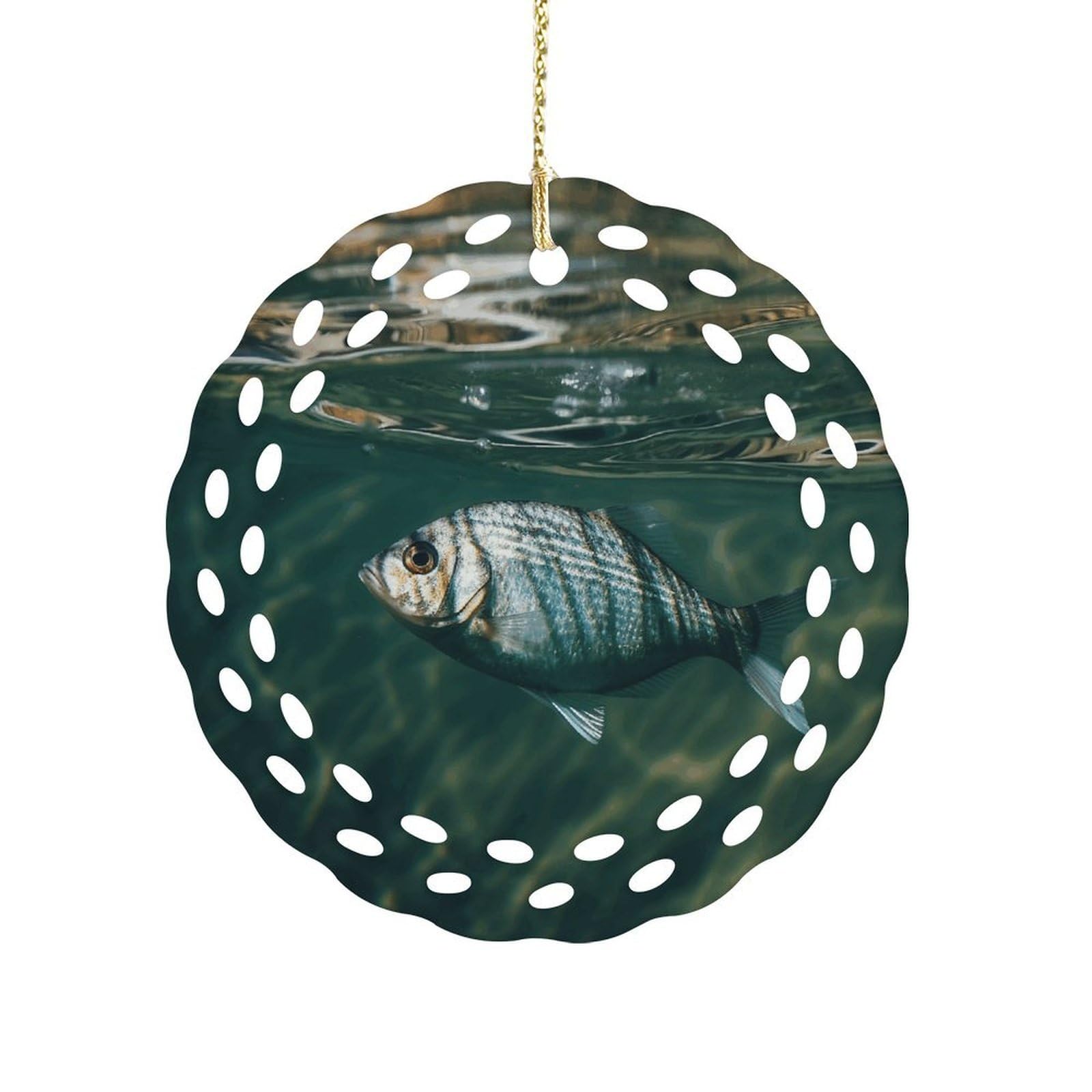 Fodpand Women's Style Fish In Water Ceramic Ornament For Home Decor 3.2" Round Tree Decoration Christmas Ornaments For Men Double-Sided Design