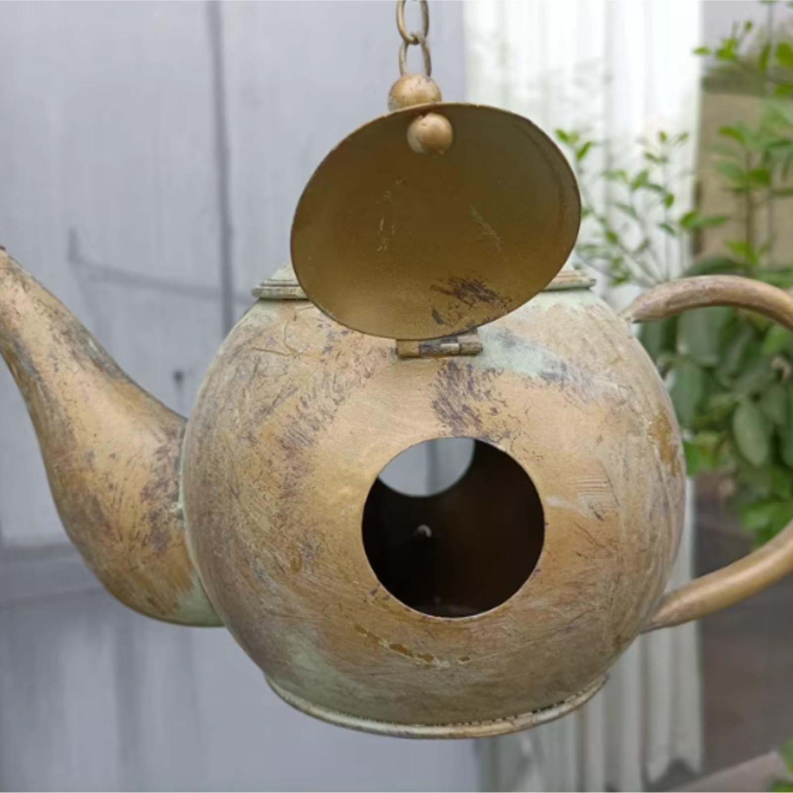 Karmnik dla Dzikich Ptaków Bird Feeder Karmnik Dla Ptaków W Kształcie Czajnika Do Wiszącego Ogrodu Na Zewnątrz Stylu Amerykańskim Wróbli