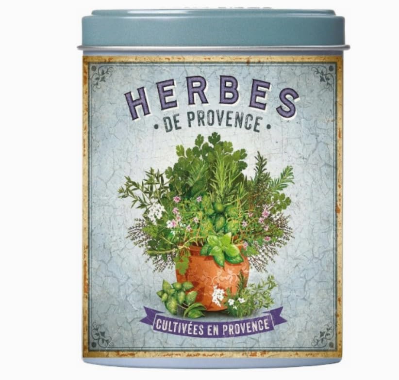 Esprit Provence, Herbes de Provence (French Provencial Herbs) in Lidded Decorative Tin, .88 oz, Imported