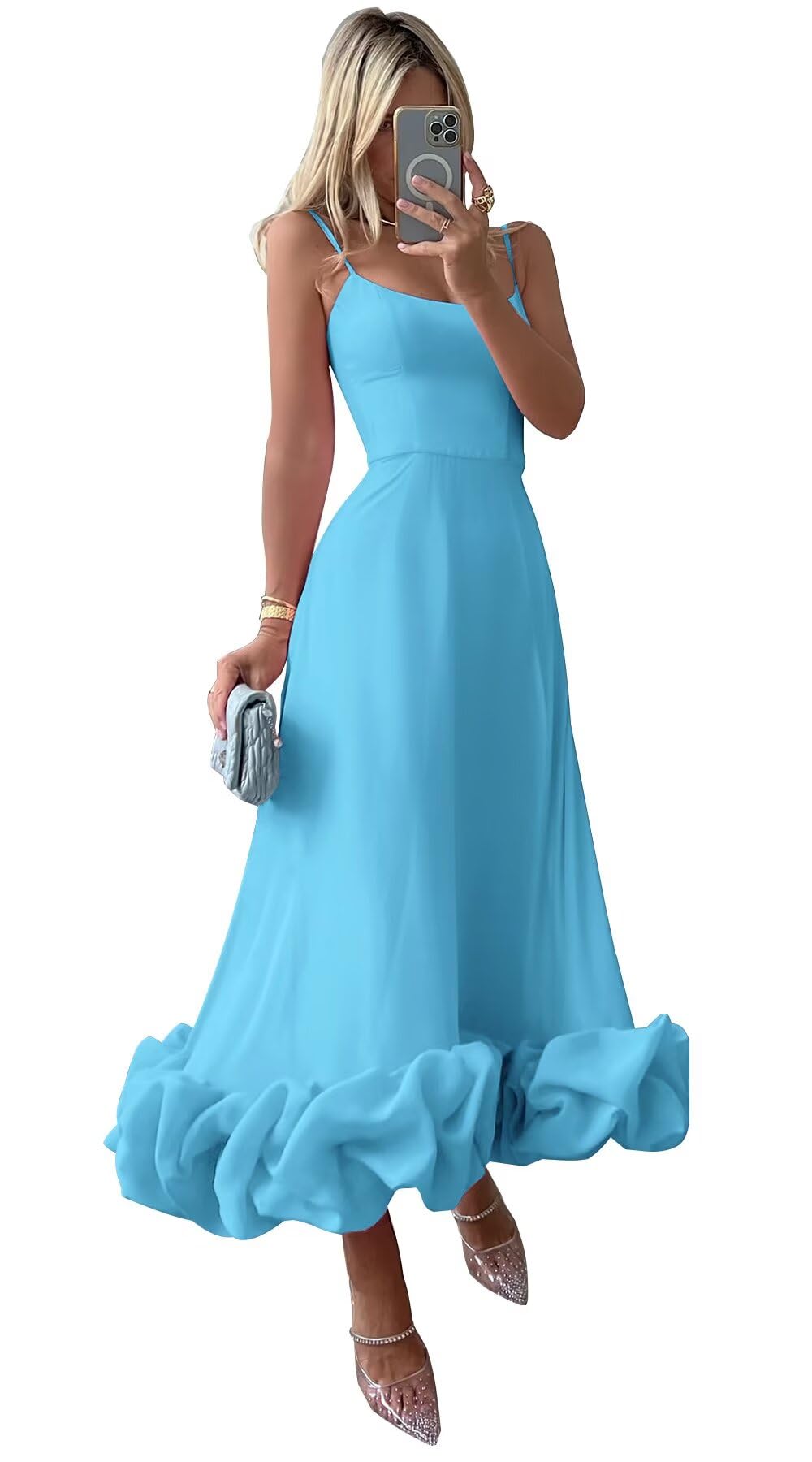 Women's Midi Prom Dresses Flounce Bustier Trim