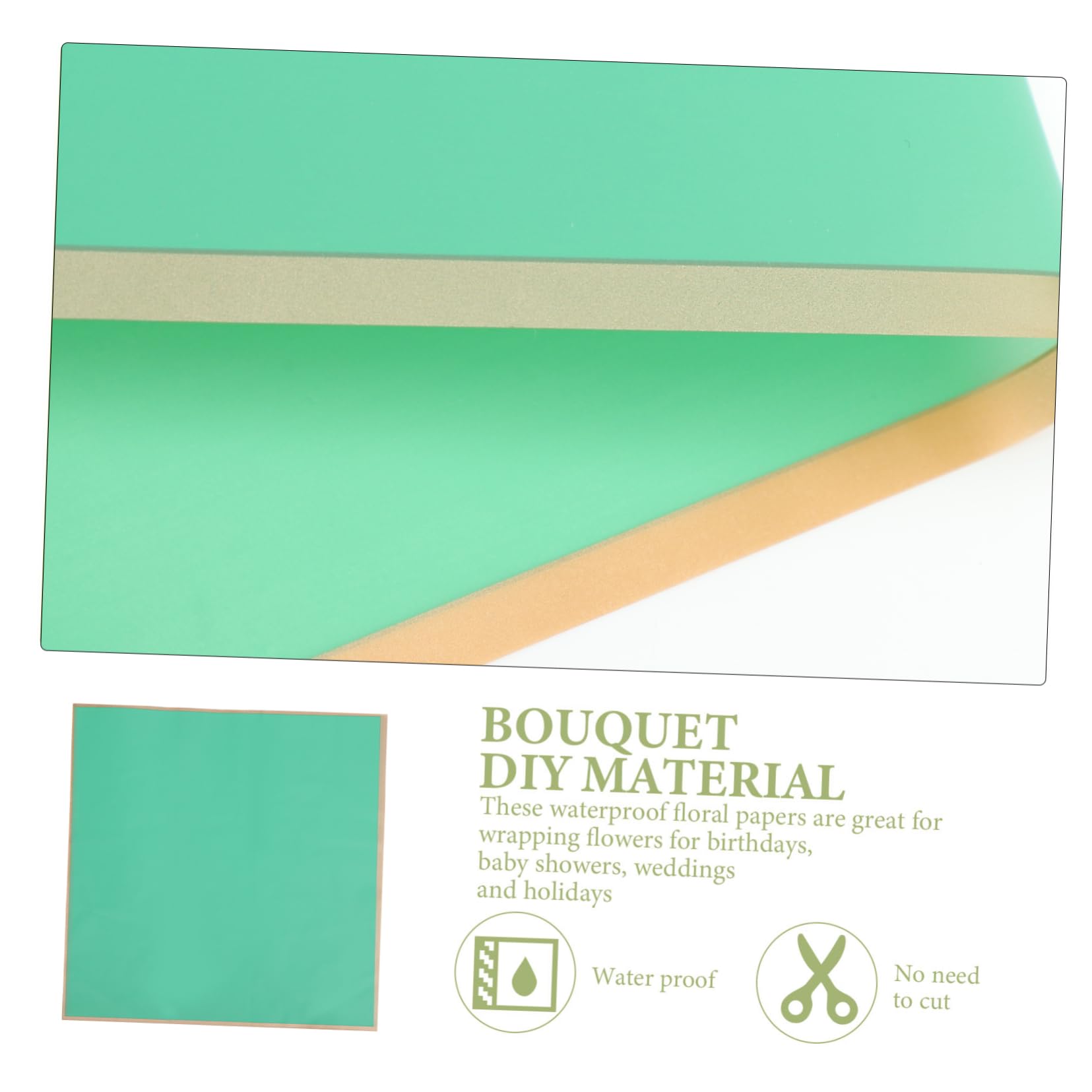 HOODANCOS Floral Wrapping Paper Sheets Gold Edge Jelly Film Bouquet Wrap Paper Flower Bouquet Packaging