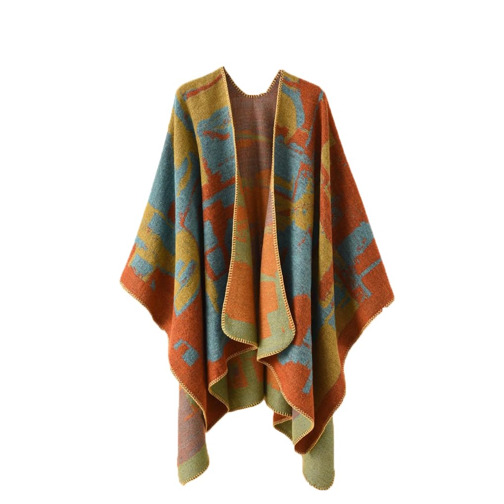 Dninmim Donna Autunno Inverno Maglione Irregolare Scialle Reticolo Modello Casual Mantello Poncho cardigan