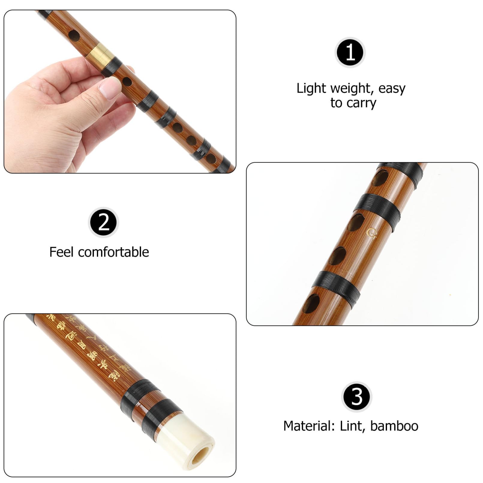 YARNOW Flûte en Bambou Détachable de Style Rétro, Ton Précis et Prise en Main Confortable, Instrument Traditionnel pour Débutants en Musique