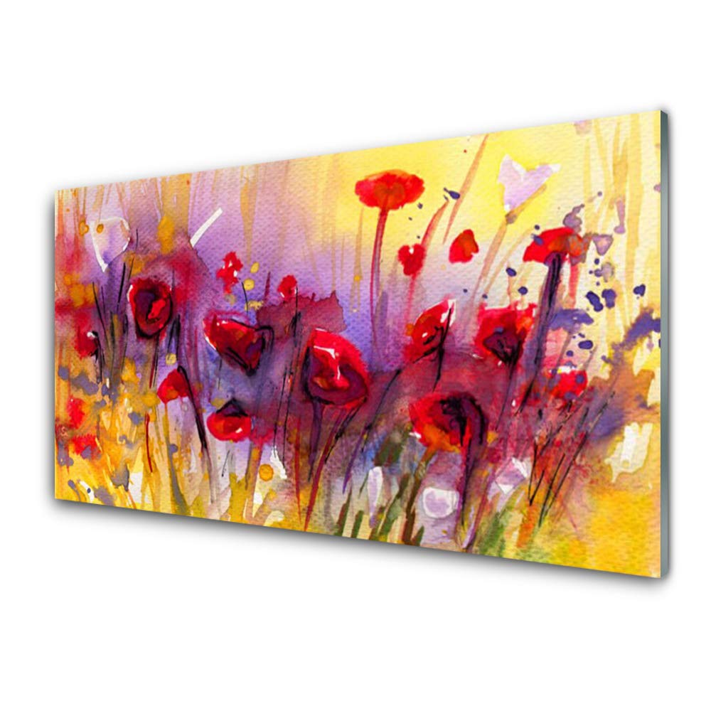 Tableau Mural Moderne Impression sur Verre Trempé 100x50cm Tulup Fleurs Déco