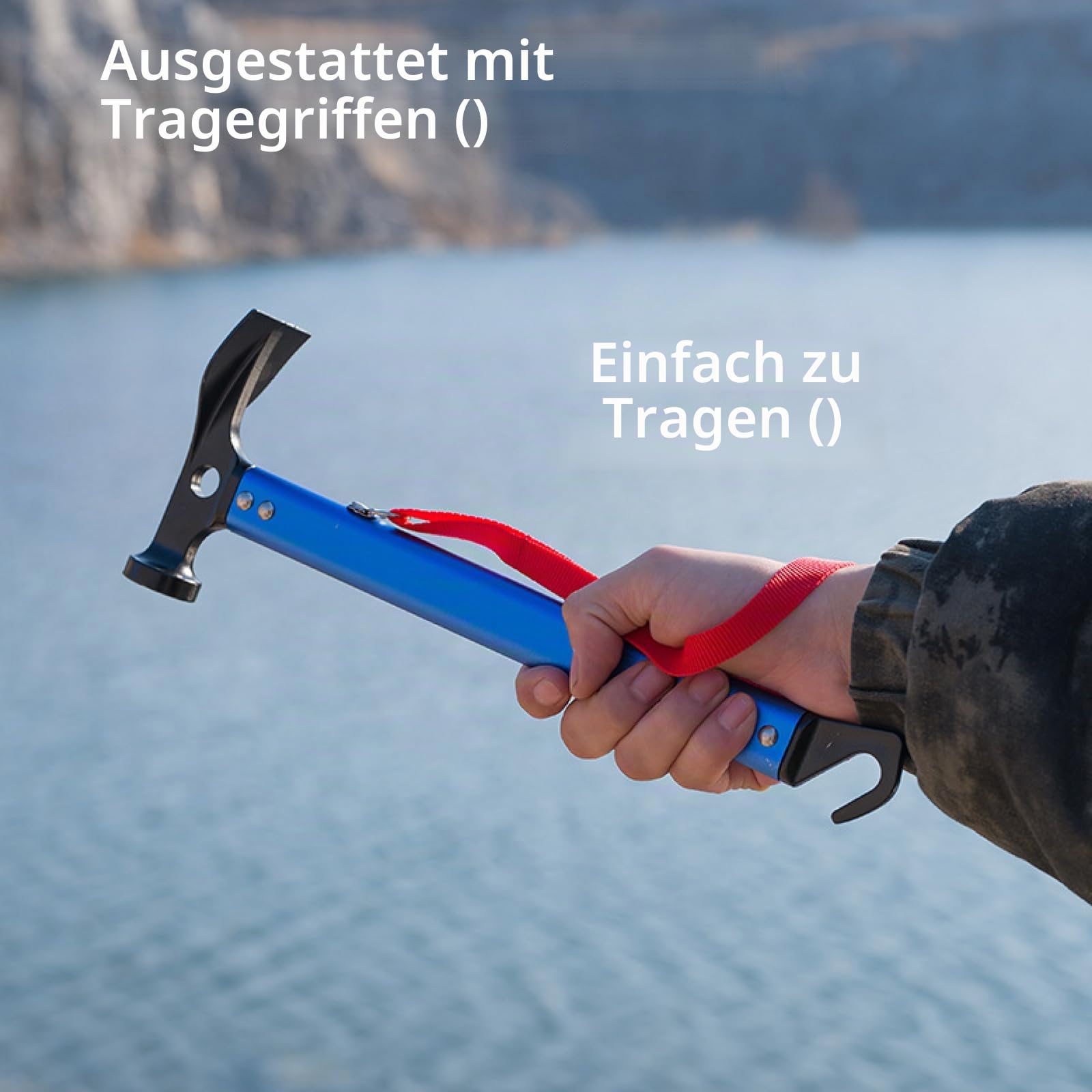 TRIWONDER Campinghammer aus Aluminium, Leicht und Multifunktional mit Haken, Zelthammer für Zelt Heringe Plane (Gold)
