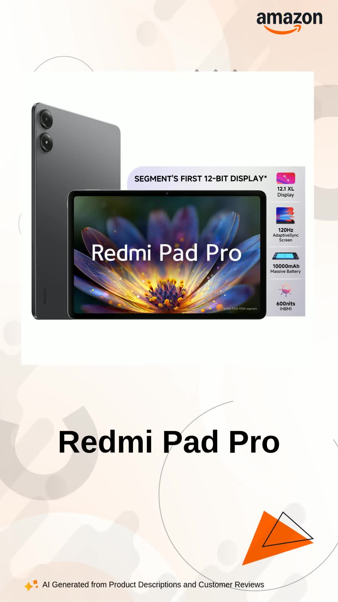 Redmi Pad Pro| Snapdragon 7s Gen 2| 30.7cm(12.1) Tablet| 33+ Days