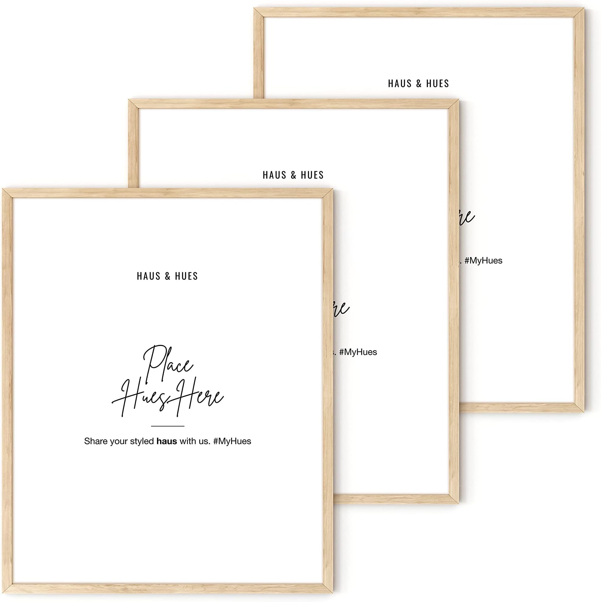 HAUS AND HUESBeige Wood Oak 16x20 Picture Frame, Set of 3 - Modern Wood Wall Art Display - Lightweight 16x20 Frame Set of 3 for Art Prints, Photos, Posters - Ready-to-Hang Vertically & Horizontally