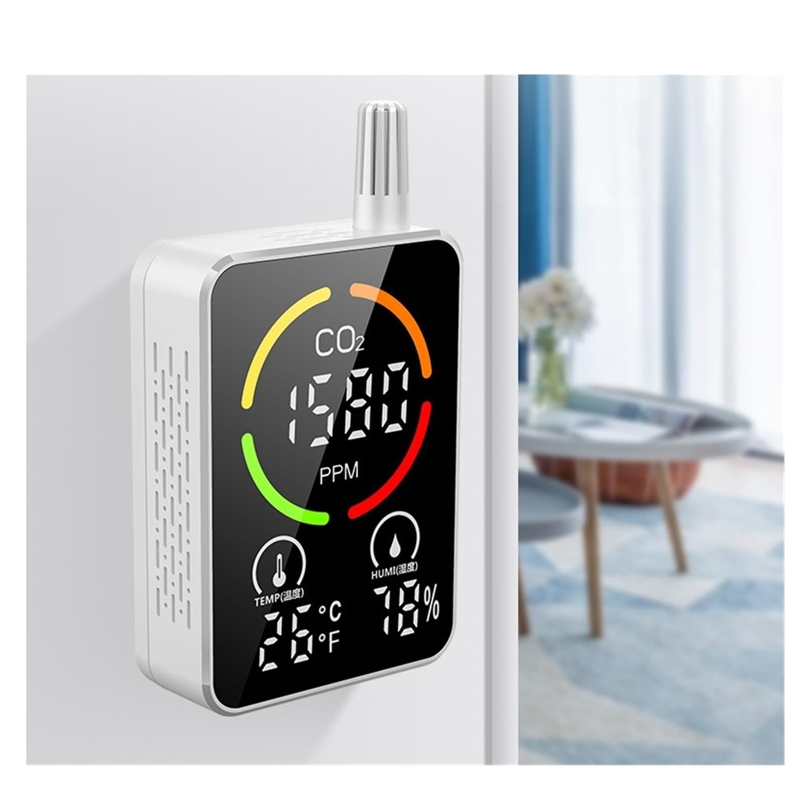 monitor di co2, Rilevatore Di CO2 Misuratore Qualità 'aria Umidità Temperatura Sensore NDIR Tester Concentrazione Anidride Carbonica Con Allarme per casa, ufficio, auto