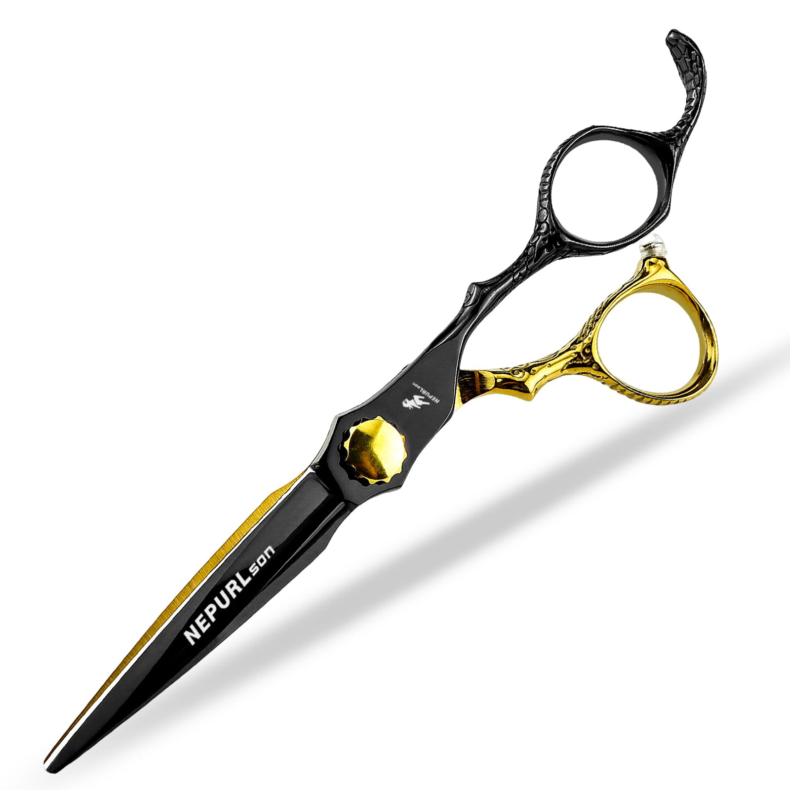 Ciseaux à cheveux noirs et dorés 15,2 cm pour la coupe de précision