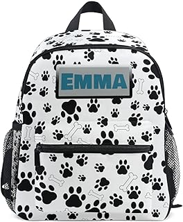 Aflyko Custom Name Kids Backpack Black Dog Paw Bone Personalized Daycare Nursery Bookbag Kindergarten Daypack for Toddler Girls Boys 10