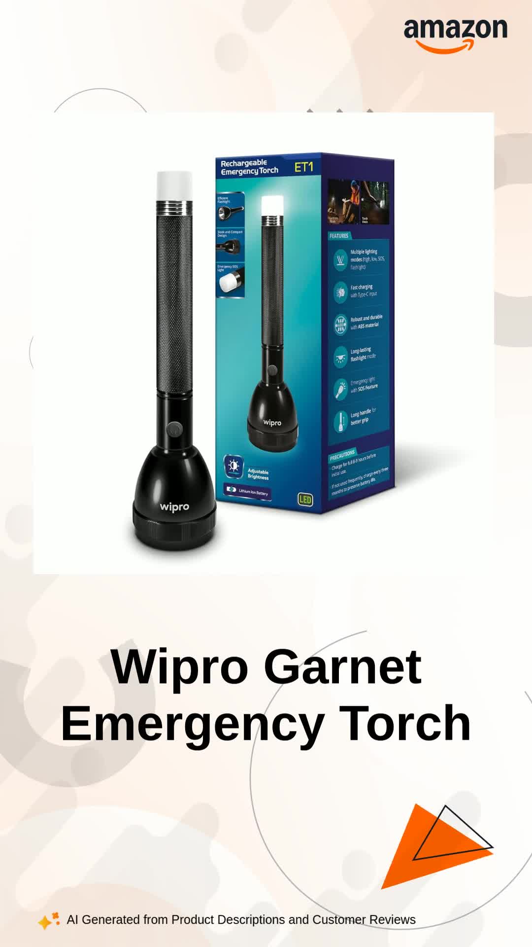 新品未使用 グラントイーワンズ　腸活暖活マイナス電磁波3点　ブラックLL-3L wipro Garnet ET1 Rechargable Emergency Torch with Tail Light