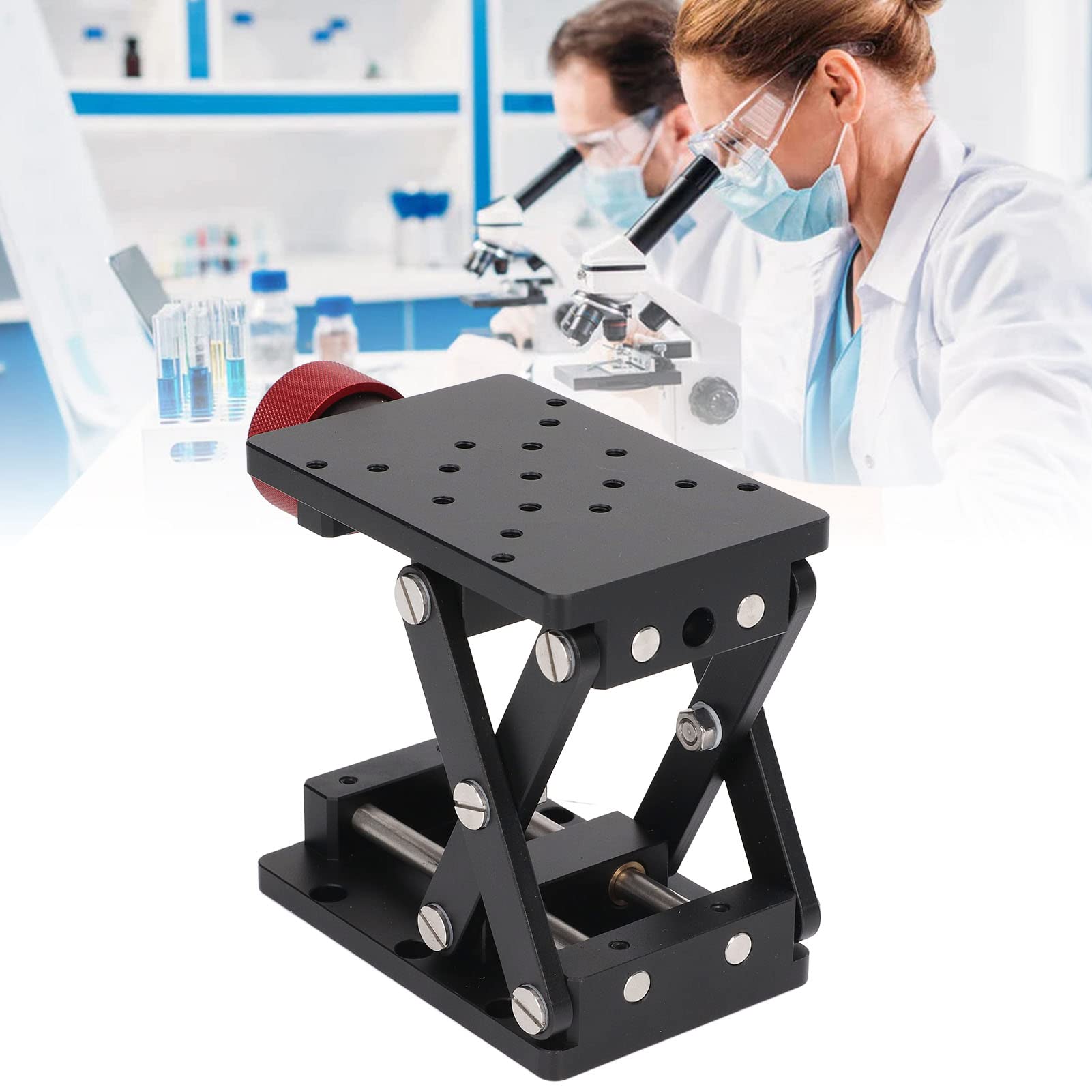 Labor Hubtisch,Hochpr?zise Manuelle Hubplattform Aus Aluminiumlegierung,Super Belastbarer Scheren Hebest?nder f¨¹r Physikalische,Chemische und Biologische Experimente