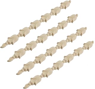 4 Pack Long Unfinished Decorative Door Wood Carved Appliques Wooden Molding DIY for Bedroom Furniture Wall Cupboard Window Cabinet Shelf Painting Decor (8.3" x 0.8")