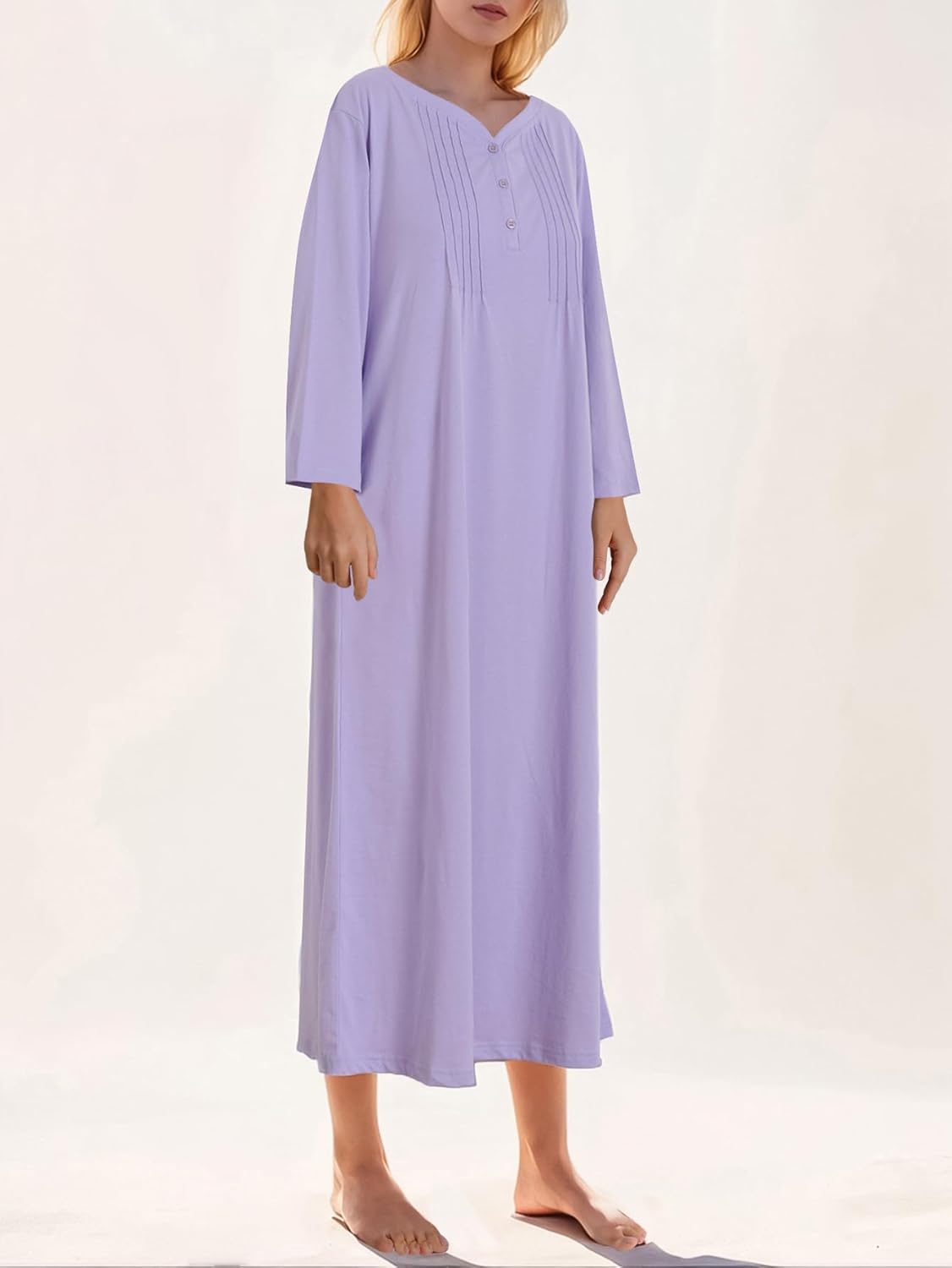 Latuza Women's Cotton Nightgown 3/4 Sleeve Soft Night Gown with Pockets - Image 2