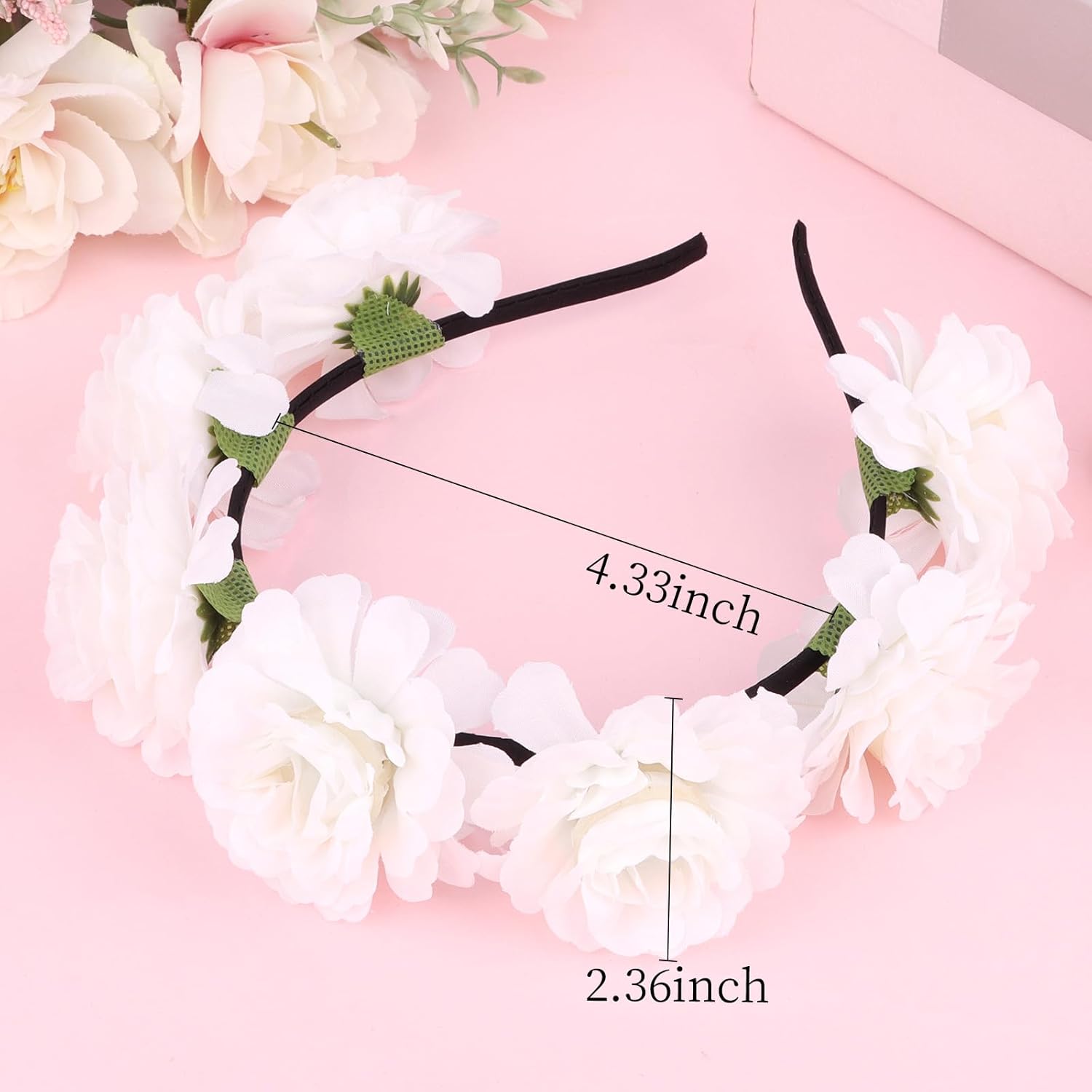 Jaciya White Flower Headband for Women Girls - Elegant Floral Hair Accessory, Wedding Birthday Bachelorette Beach Parties - Image 6