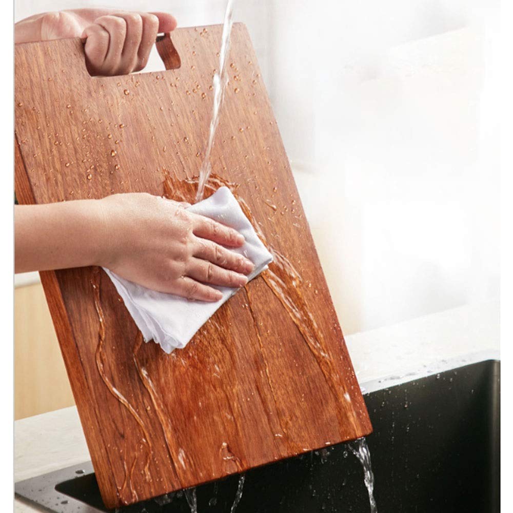 Tabla de cortar grande de madera para cortar de cocina, para carne, carnicero, queso, verduras, bandeja de servir resistente con asas