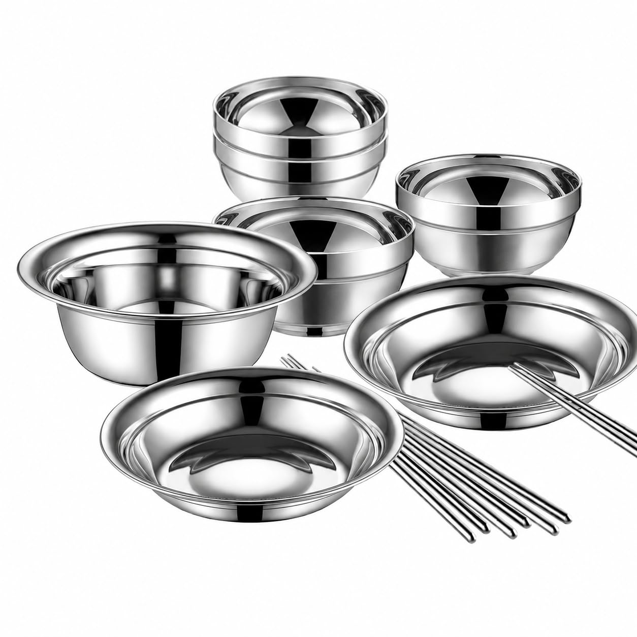 18-teiliges Besteck-Set, mattes Camping-Geschirr aus 304 Material, tragbares Essbesteck mit Beutel, chinesischer Stil, Modern; Minimalistisch; Funkti