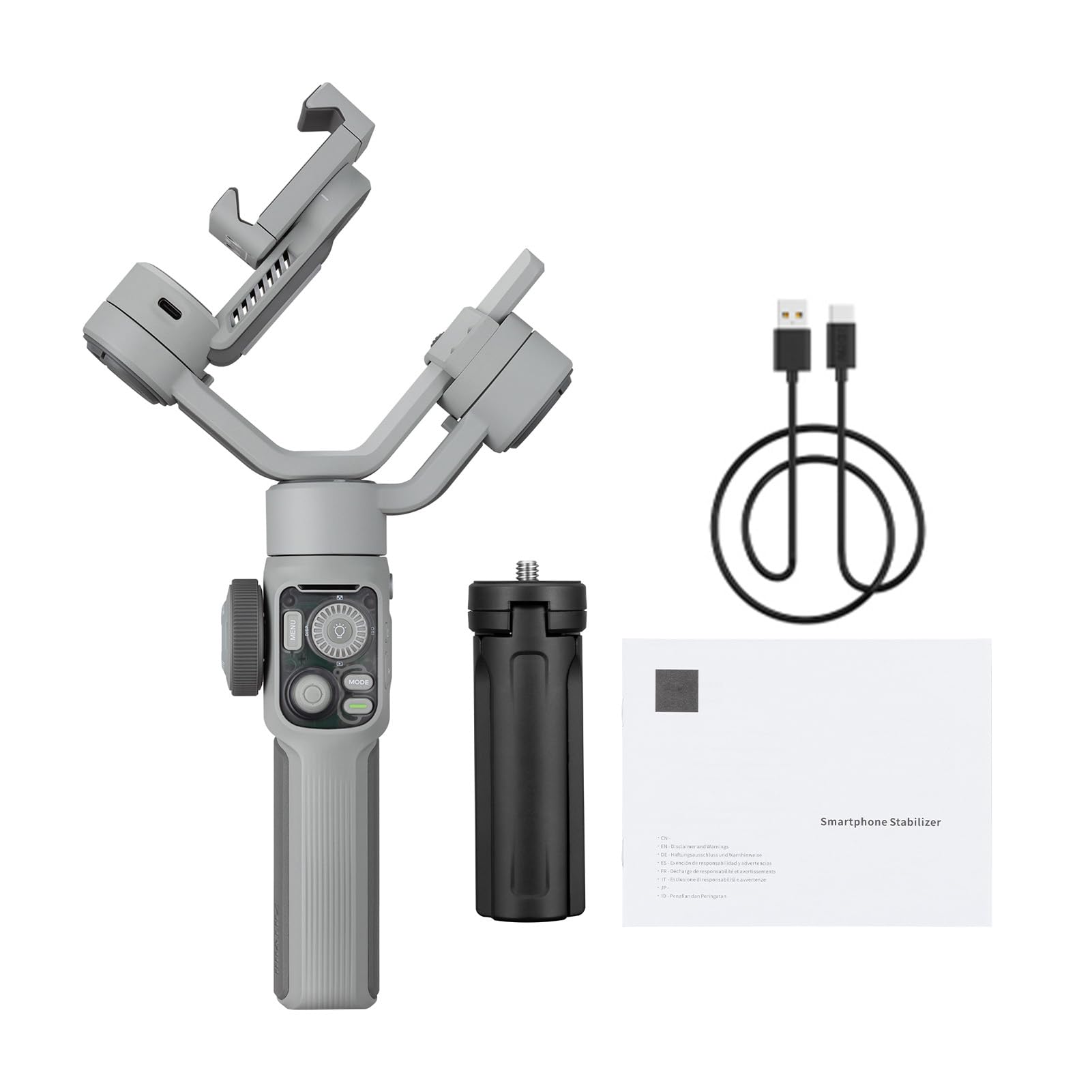 Jiawu Innovativo Stabilizzatore del Telefono a 3 Assi con Luce integrata: Registrazioni di Movimento Fluide per Vlogger e Registi (LISCIO 5E)