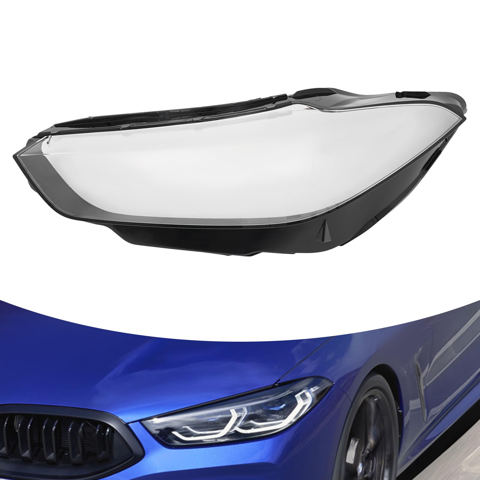 NTINGDE Headlight Lens Cover Compatible with BMW 8 Series G14/G15/G16 2019-2023 Front Left Headlight Cover Headlamp Cover Shell Headlight Headlamp Lens Cover Clear Black Driver Side (Left)