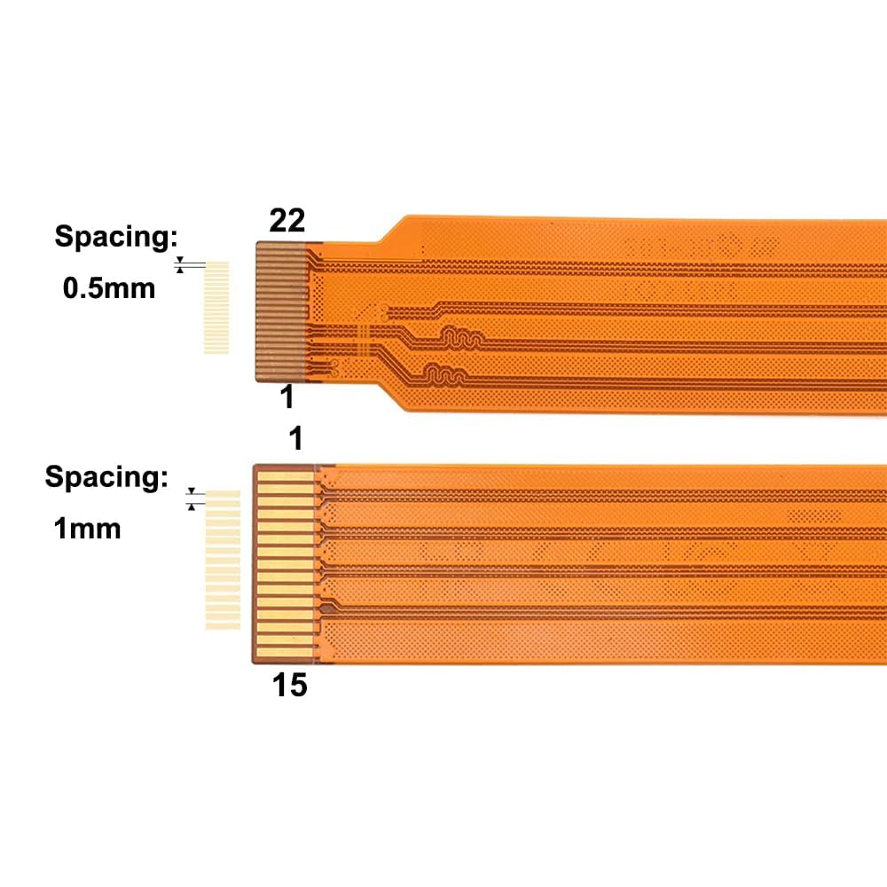 Treedix 2 cables flexibles DSI FPC compatibles con Raspberry Pi 5, cable plano de cinta de 300 mm, 22 pines a 15 pines, 1 mm, paso de 0,5 mm, adecuado para pantallas DSI