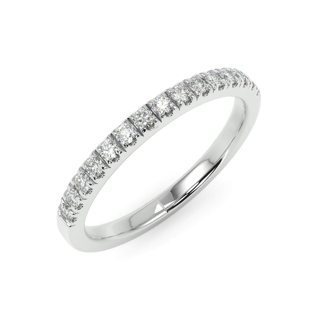 BuyFineDiamonds1/4Ct Round Diamond Micro Pave Set Half Eternity Ring,9k White Gold