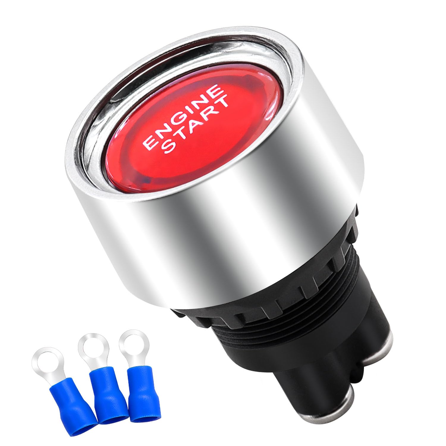 Bouton Poussoir Démarrage Moteur 12V 50A - Interrupteur Momentané LED Rouge Pour Voiture, Camion, Bateau