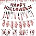 Wishstar Decoracion Halloween Terror, Happy Hallween Banner, Halloween Cuchillo Sangrientas Horror Manos y Pies Rotos Guirnaldas, Pegatina de Ventana de Sangrienta para Halloween Decorativos