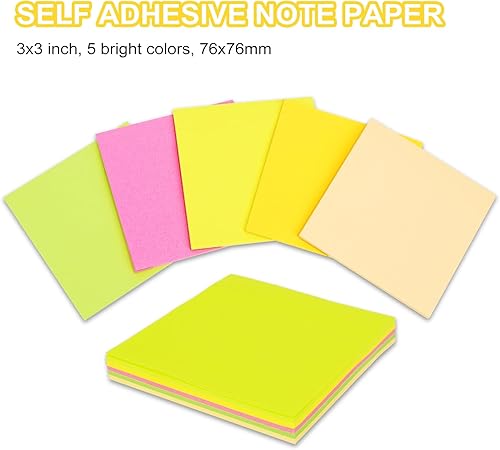 Miniatura 4 de Notas adhesivas de 3 x 3 pulgadas, coloridas almohadillas autoadhesivas cuadradas superadhesivas fáciles de publicar para el hogar, oficina