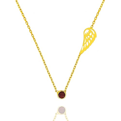 Miniatura 9 de May BirthStone Emerald Necklace with angel wing, 925 sterling silver necklace gold Filled for women, perfect gift for girls (green stone)